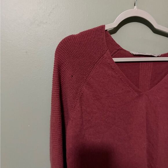 Athleta Burgundy V-Neck Sweater Dress Size M - Picture 3 of 5